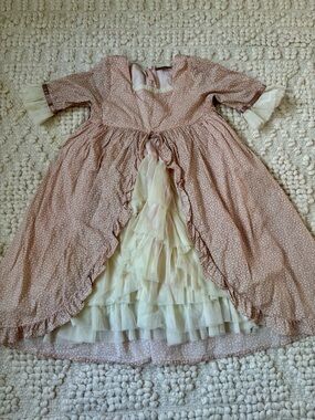 Hello Gorgeous Vintage-Inspired Pink Floral Party Dress with Cream Ruffles